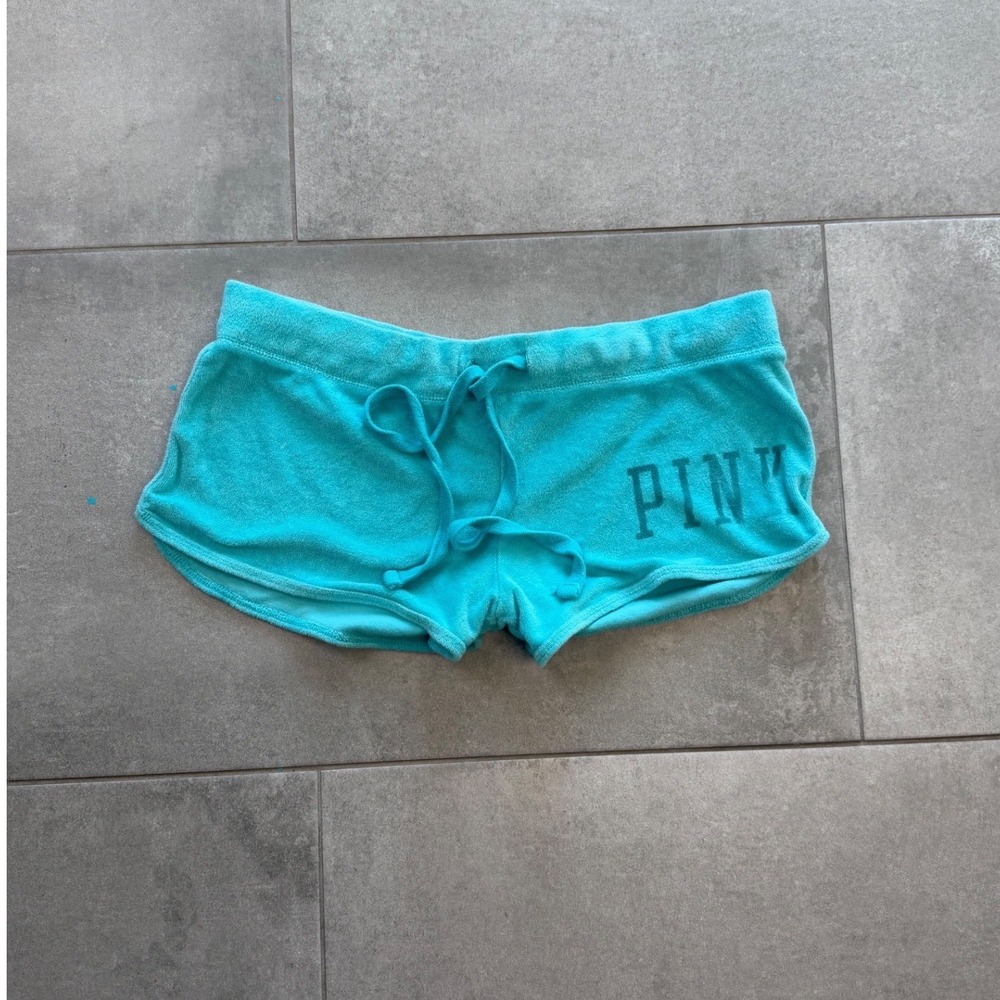 Vintage Velvet Low Rise Victorias Secret PINK Y2K Micro Mini Sleep Turquoise S